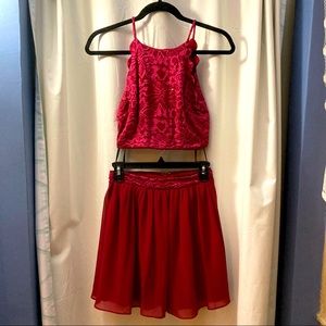 Wine Red too and skirt set.